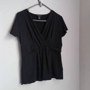 George Blouse Women M (8-10) Black Short Sleeve Minimalist Office Versatile
